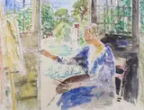 Portrait of an artist by Margaret Fisher Prout, watercolour, sold Jan 2024