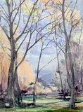 Tree lined pathway by Alfred John Billinghurst, watercolour, offered Jan 2024