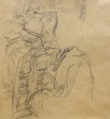 Study of four women seated in church by Gwen John, pencil, sold Jan 2024