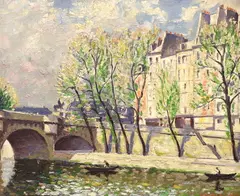 Paris in spring by Norman Lloyd, oil on canvas, sold Jan 2024