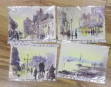 Street and harbour scenes by Rod Pearce, watercolor, sold Jan 2024