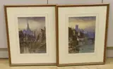 Rhineish landscapes by L. Lewis, watercolor, sold Jan 2024