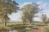 Rural landscape with trees by Harold Nash, oil on canvas, offered Jan 2024
