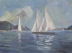 A calm day, Salcombe by Francis B. Savage, oil on board, sold Jan 2024
