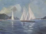 A calm day, Salcombe by Francis B. Savage, oil on board, sold Jan 2024