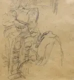 Study of four women seated in church by Gwen John, pencil, sold Jan 2024
