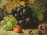 Still life of fruit by Oliver Clare, oil on canvas, sold Jan 2024