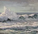 Morning after gale, Cornwall by Charles Jennings, oil on board, sold Jan 2024