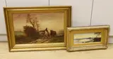 Work horses on a path by Joel Owen, 1919, oil on canvas, sold Jan 2024