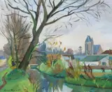 Morigny en Novembre by Roland Marie Mascart, oil on canvas, sold Jan 2024