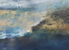 Landscape by Thomas Yeo, mixed media, sold Jan 2024