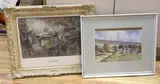 Oast houses and furrowed field, Kent by Ray Campbell-Smith, watercolour, sold Jan 2024