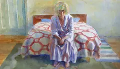 Cottage Bedroom by Hans Schwarz, watercolour, sold Jan 2024