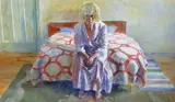 Cottage Bedroom by Hans Schwarz, watercolour, sold Jan 2024