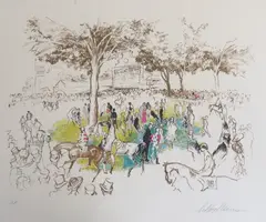 Ascot Paddock by LeRoy Neiman, serigraph, sold Jan 2024