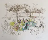 Ascot Paddock by LeRoy Neiman, serigraph, sold Jan 2024
