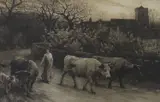 On the Road by Herbert Dicksee, etching, sold Jan 2024