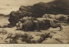 The Marauders by Herbert Dicksee, etching, sold Jan 2024