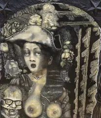 Vampires by Ers Silke, mixed media and collage, sold Dec 2023