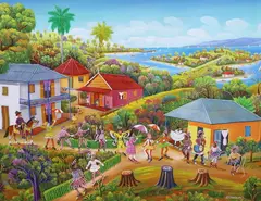 Mardi Gras by Jean David Boursiquot, oil on canvas, sold Dec 2023