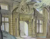 Entrance to the state rooms at Bolsover Castle by Harry Epworth Allen, watercolour, sold Dec 2023