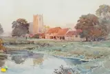 ‘’Burnham Thorpe Village by Alfred Fontville de Breanski Jnr, watercolour, sold Dec 2023