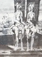 Couple I by John Scarland, charcoal, sold Dec 2023