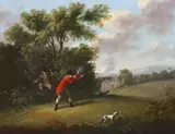 Shooting scenesoils by Samuel Howitt, oil, sold Dec 2023