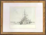 Shipping scene by William Lionel Wyllie, pencil, sold Apr 2024