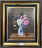 October Flowers by Dianne Branscombe, oil on board, sold Apr 2024