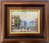 Parisian street by Caroline C. Burnett, oil on board, sold Apr 2024