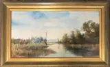 A Broadland scene by Charles Frederick Rump, oil on board, sold Apr 2024
