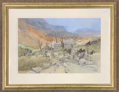 Welsh Farm by Malcolm Edwards, watercolour, sold Apr 2024