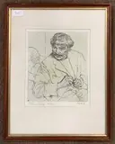 Sleeping and Watering by Andrew Freeth, etching, sold Apr 2024