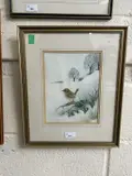 A perched Wren in a winter landscape by Andrew Osborne, print (other), sold Apr 2024
