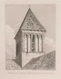 Tower of the church of Haut Allemagne, near Caen by John Sell Cotman, 1820, oil, offered Mar 2024