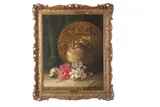 Still life study of summer flowers by a crock and salver by Eloise Harriet Stannard, 1871, oil on canvas, sold Mar 2024