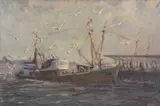 Early Morning at Yarmouth by Harold Edward Colin, oil on board, sold Mar 2024
