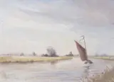 A trio of Norfolk Broads scenes by Arthur A.Pank, oil on board, sold Mar 2024