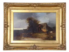 Near Pulham St Mary, Norfolk by Henry Bright, oil on canvas, sold Mar 2024