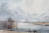 View across the River Thurne by Leslie Moore Lh Moore, watercolour, sold Mar 2024