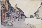 Continental street scene by Roland Fisher, watercolour and ink, offered Mar 2024