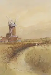 Cley Mill by John Tuck, watercolour, sold Mar 2024