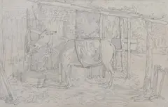 Donkey in a Shed by John Joseph Cotman, 1861, pencil on paper, offered Mar 2024