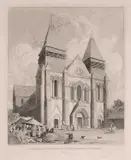 Collegiate Church of St Hildebert at Gournay, West front by John Sell Cotman, 1820, etching, sold Mar 2024