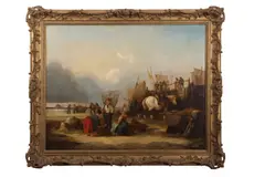 Harbour scene by William Shayer, 1839, oil on canvas, offered Mar 2024