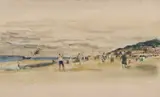 Plage de Trouville by Paul-Elie Gernez, watercolour and pencil, offered Mar 2024