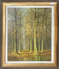 Balcombe Woods by David Mead, oil on board, sold Mar 2024