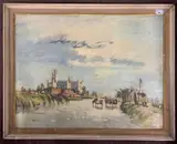 View across to Ely Cathedral by Roy Hodds, oil on board, offered Mar 2024