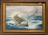 The Sheringham lifeboat William Bennett aids a vessel on choppy by Michael Bensley, oil on board, offered Mar 2024